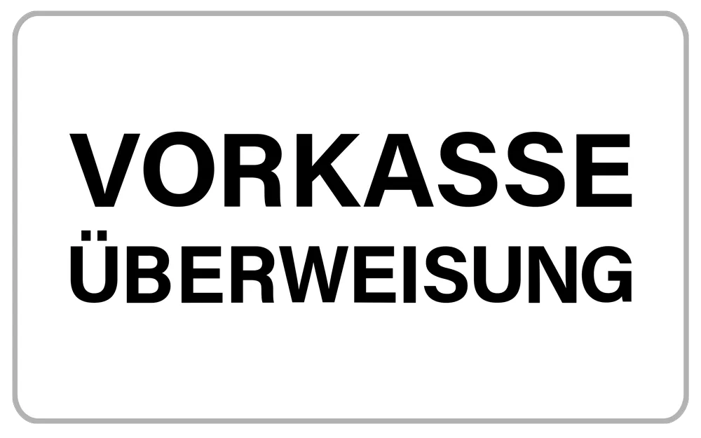 Symbol von Vorkasse Überweisung