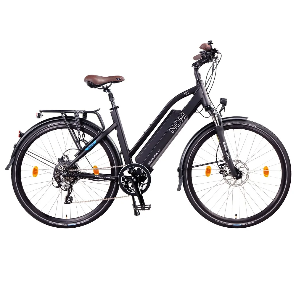 NCM Milano Plus 28-Zoll E-Trekkingbike in Schwarz – komfortables Elektro-Trekkingrad für Stadtfahrten, Pendeln und längere Touren