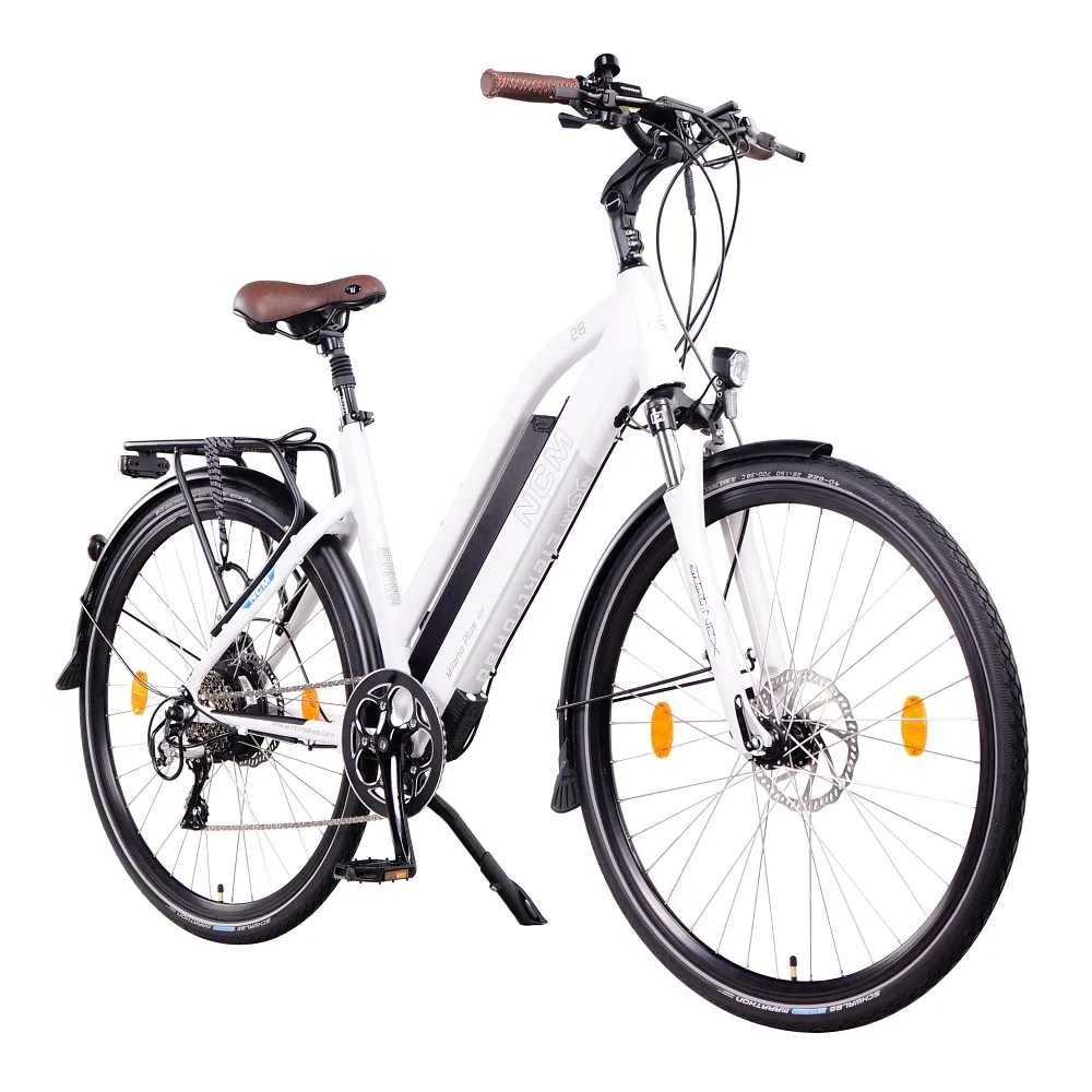 NCM Milano Plus 28-Zoll Trekking E-Bike in Weiß – komfortables Elektro-Trekkingrad für Stadtfahrten, Pendeln und längere Touren