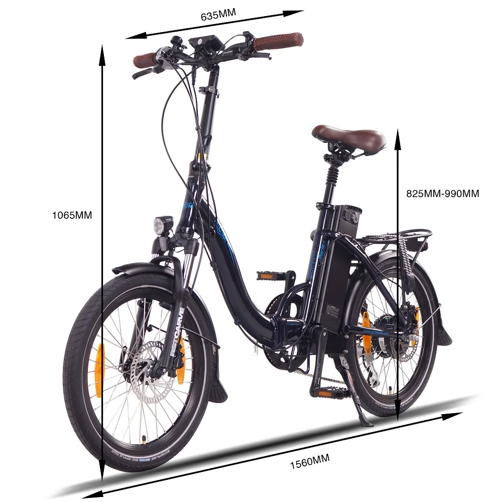 NCM Paris Plus E-Faltrad 20 Zoll in Dunkel-Blau – kompaktes, faltbares E-Bike für urbane Mobilität und Stadtfahrten, mit Abmessungen (Höhe, Länge und Breite)