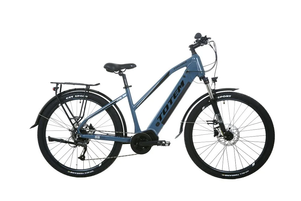 TOTEM Explorer E-Trekkingbike in Blaugrau – leistungsstarkes Elektro-Trekkingbike für pendeln und lange Radtouren