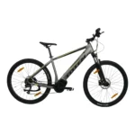 TOTEM Maurice E-Mountainbike Hardtail E-MTB in Silber mit einer Reichweite bis zu 120 km, Vorderrad zeigt nach rechts in der Profilansicht