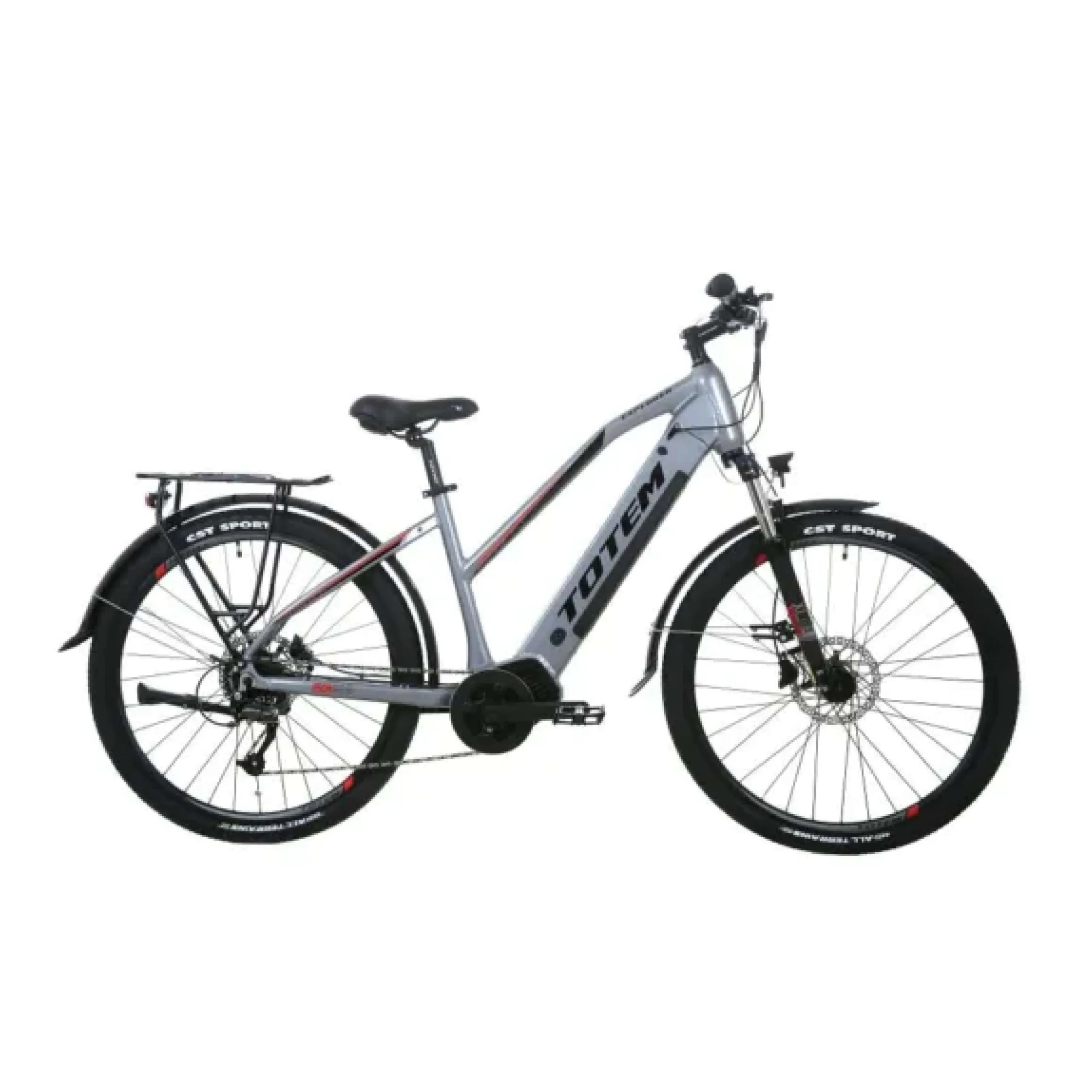 TOTEM Explorer E-Trekkingbike in Silver – robustes E-Bike für lange Touren und anspruchsvolle Trekkingstrecken