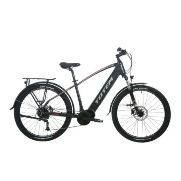 TOTEM Mythos E-Trekkingbike in Schwarz – robustes E-Bike für lange Touren und anspruchsvolle Trekkingstrecken