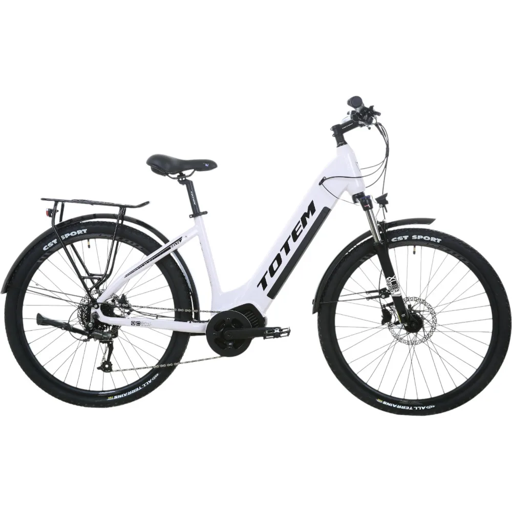 TOTEM Delta E-Citybike in Weiß – elegantes Stadtrad für komfortable urbane Fahrten“