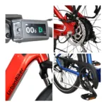 4 Zubehörteile von dem E-Bike der Marke UrbanBiker UB100: Display, Motor Bafang, Rahmen und Pedale