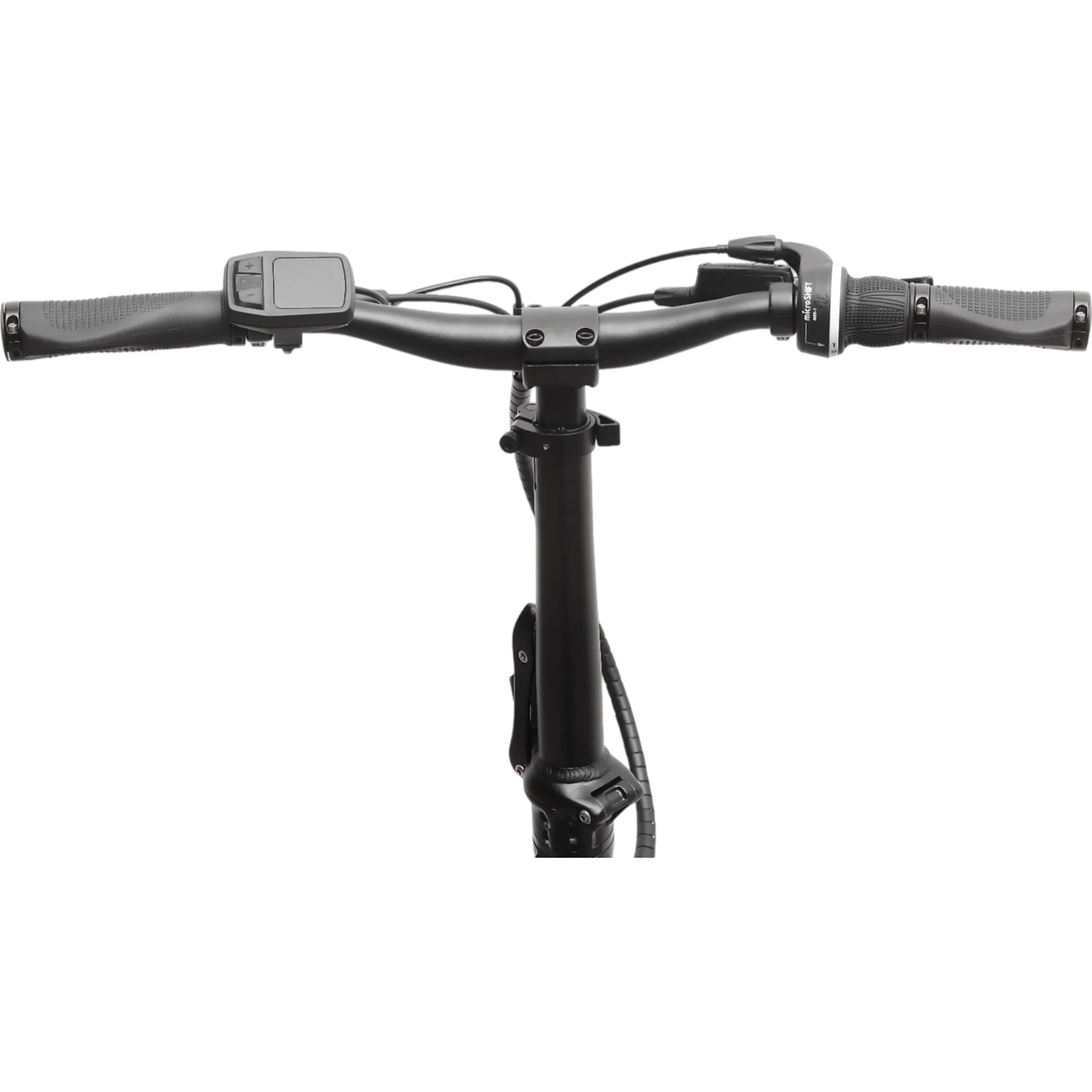 Nahaufnahme des Lenkers eines E-Bikes der Marke MATE GO Faltrad