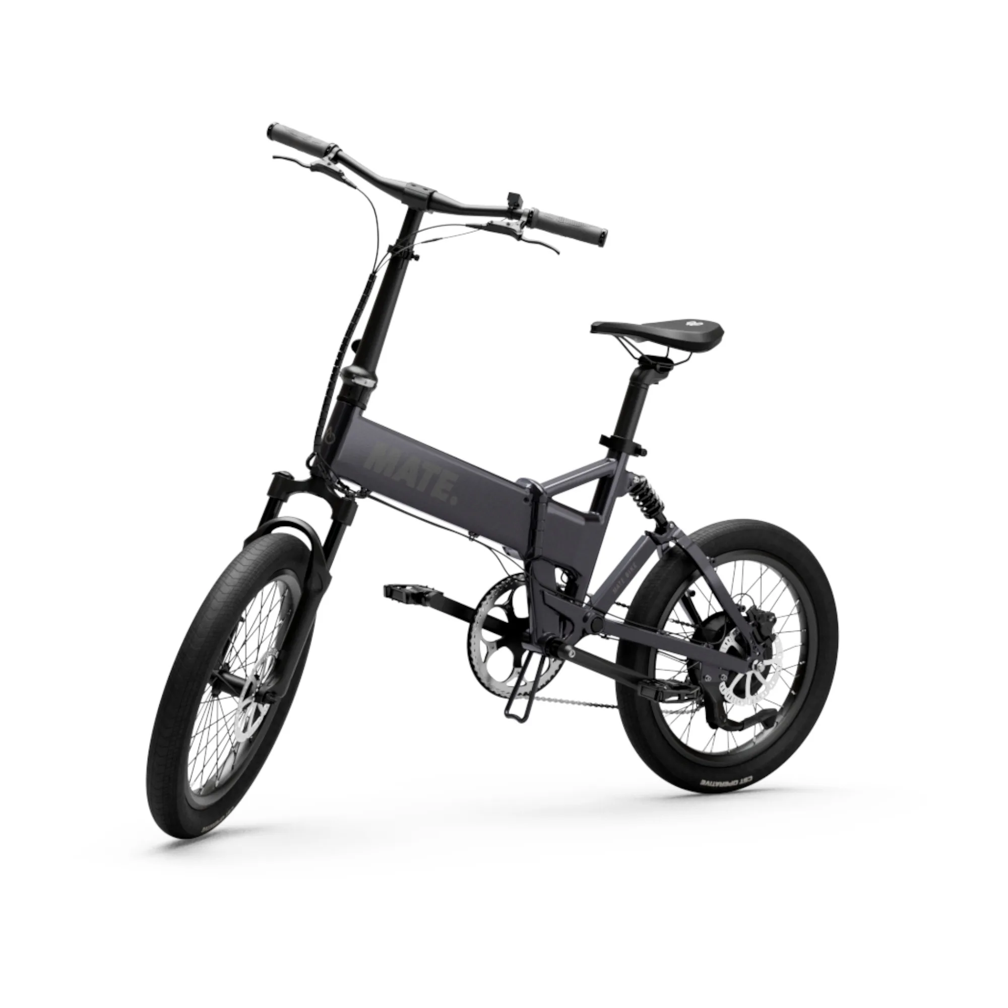 MATE FUSION E-Faltrad in Subdued Black – stylisches, faltbares E-Bike für Stadtfahrten