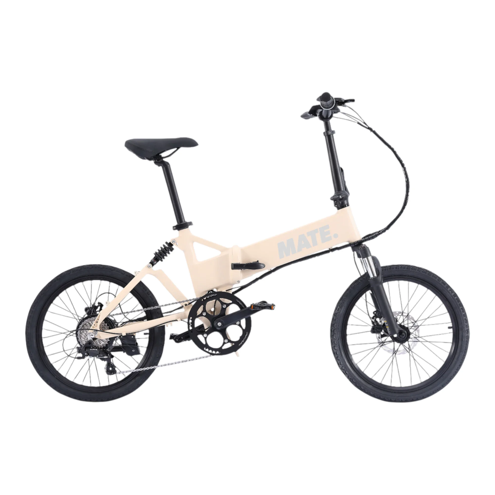 MATE ICON E-Faltrad in Ivory Moon – kompaktes, faltbares E-Bike für urbane Mobilität