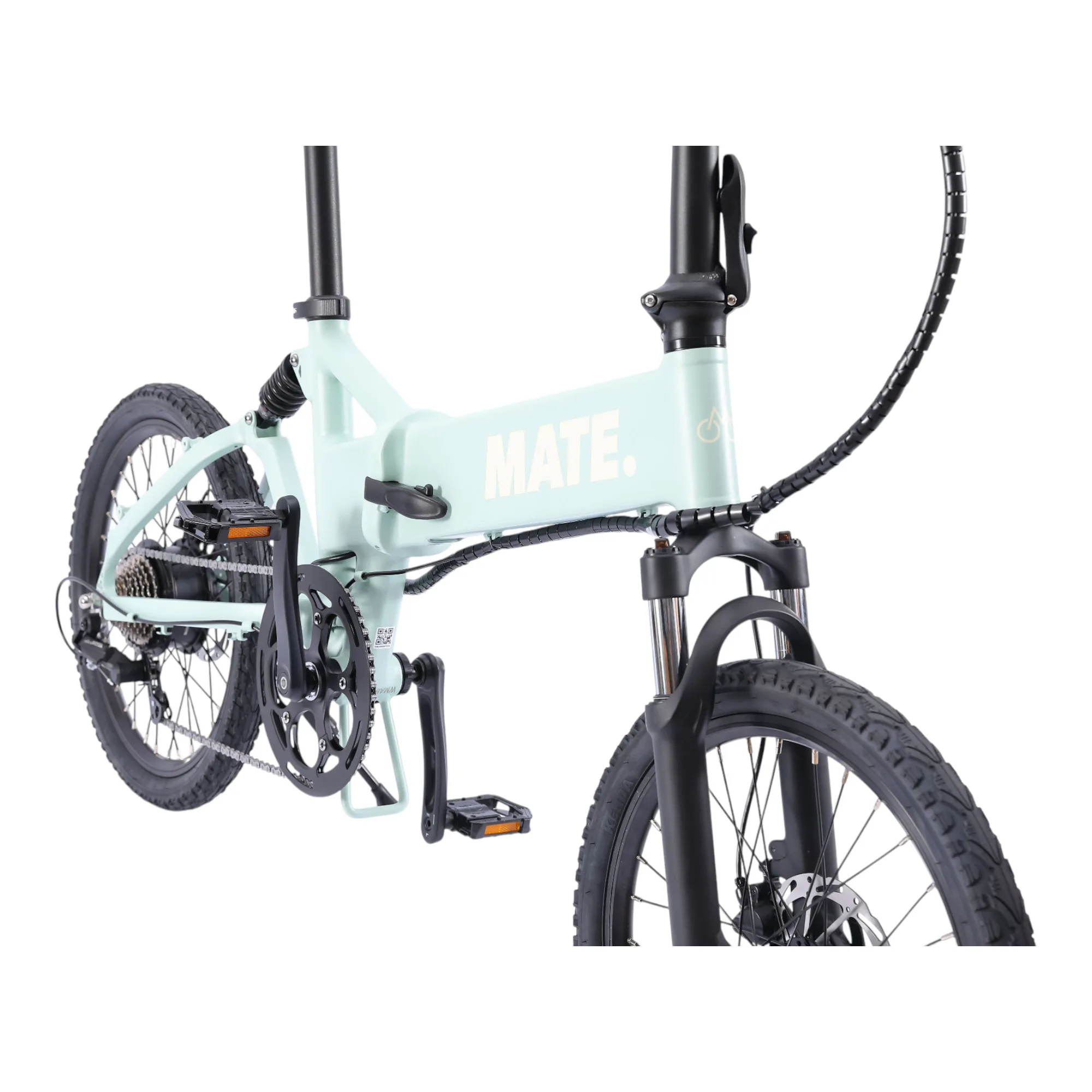 Seitenansicht von einem E-Bike der Marke Mate Icon in Marina Breeze
