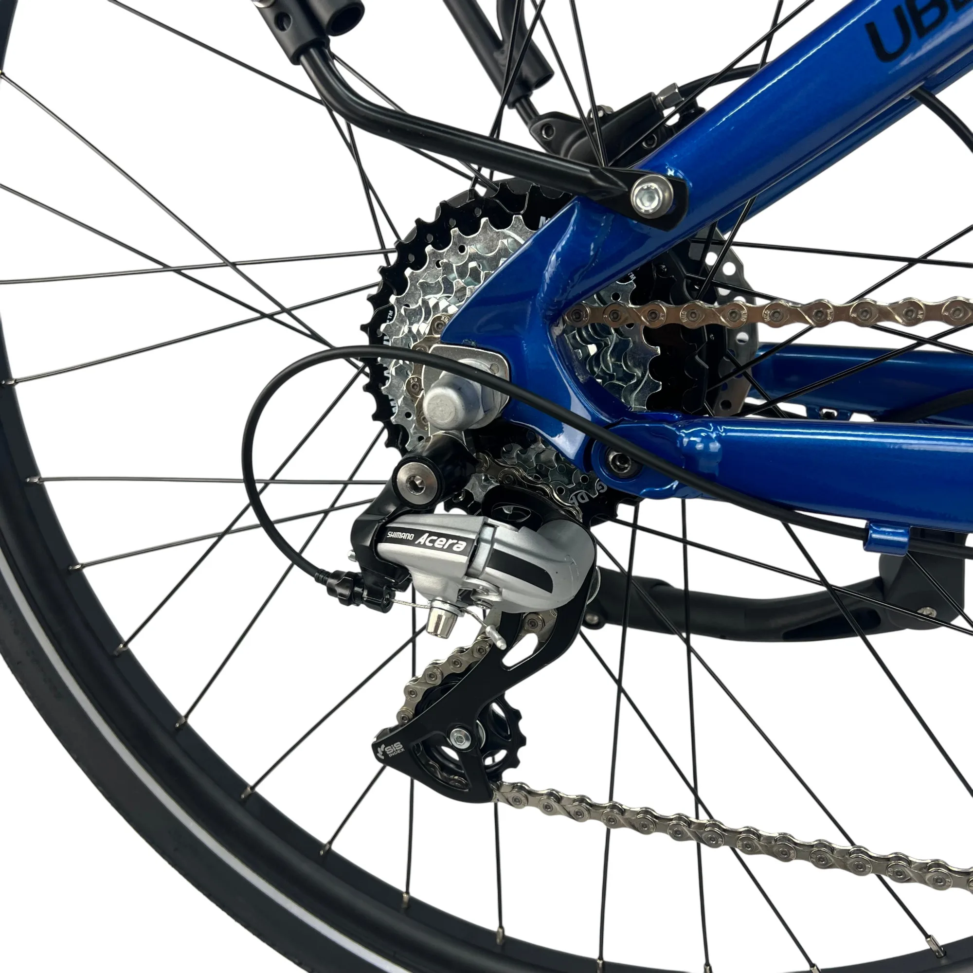 Detailansicht des Motors der Marke Shimano am UrbanBiker UB200 E-Bike
