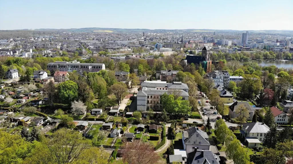 E-Bikes kaufen in Chemnitz – Blick von oben auf die Stadt