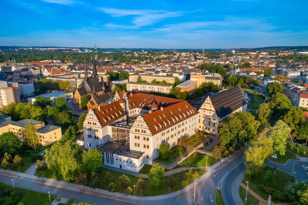 E-Bikes kaufen in Zwickau – Blick von oben auf die Stadt