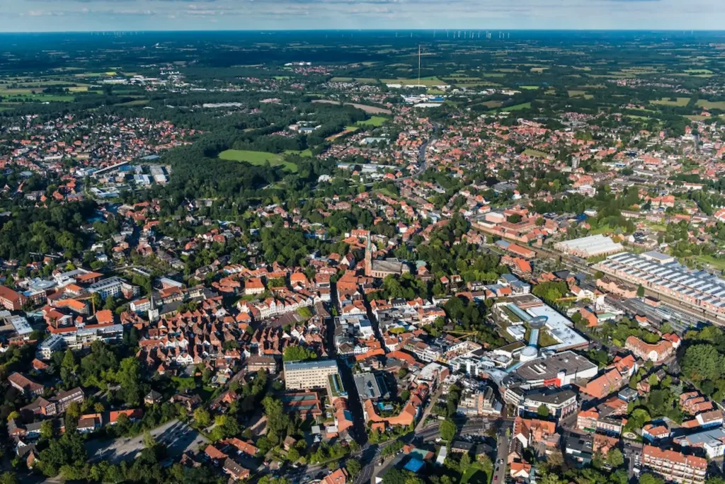 E-Bikes kaufen in Lingen – Stadtansicht von Lingen aus der Vogelperspektive