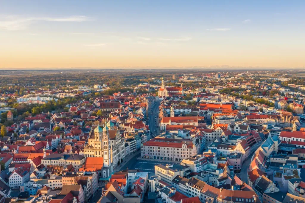 E-Bikes kaufen in Augsburg - Luftaufnahme der Stadt