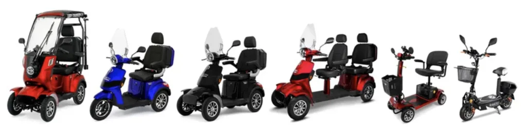 Rolektro Sortiment mit 6 Modellen von E-Rollern und E-Seniorenmobilen im Überblick